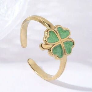 3/$25 St Patrick’s Day Shamrock Four Leaf Clover Open Ring One Size Fits Most